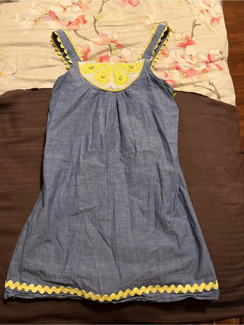 Gymboree Girls Embrodiered Lemon Chambray Dress - Citrus & Sunshine sz 8